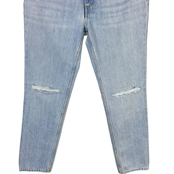 ASKK NY NWT Carrot Distressed Knees Light Wash 100% Cotton Straight Leg Jeans - Picture 6 of 10